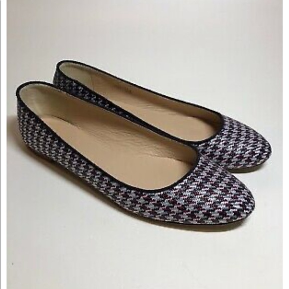 Nora Houndstooth Ballet Flats - Made In Italy - New w/ box & dust bag - Picture 2 of 13
